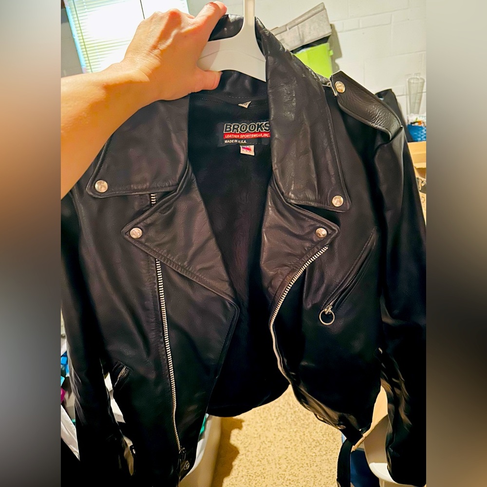 Brooks leather motorcycle jacket